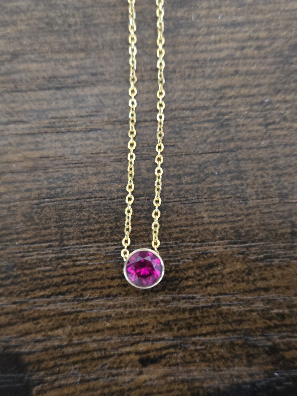 Gold Filled Chain Necklace with Ruby Pendant